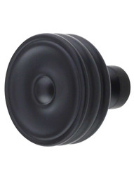 Brixton Ridged Cabinet Knob - 1 1/4 inch Diameter in Flat Black.
